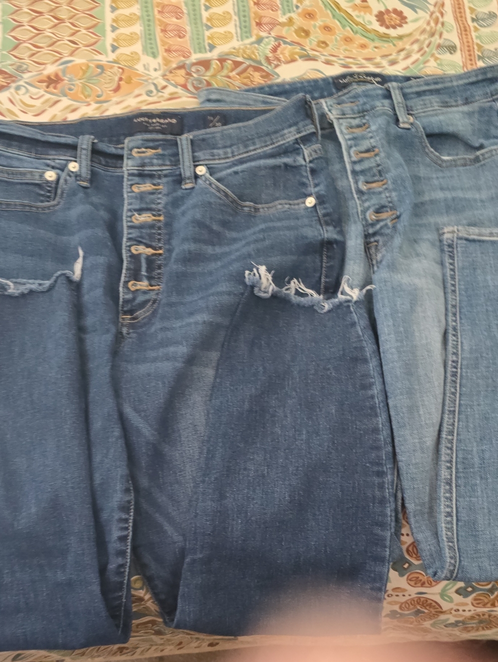Bundle Of 2 Lucky Brand Distressed Button-Fly Blue Bridgette Jeans Size 10